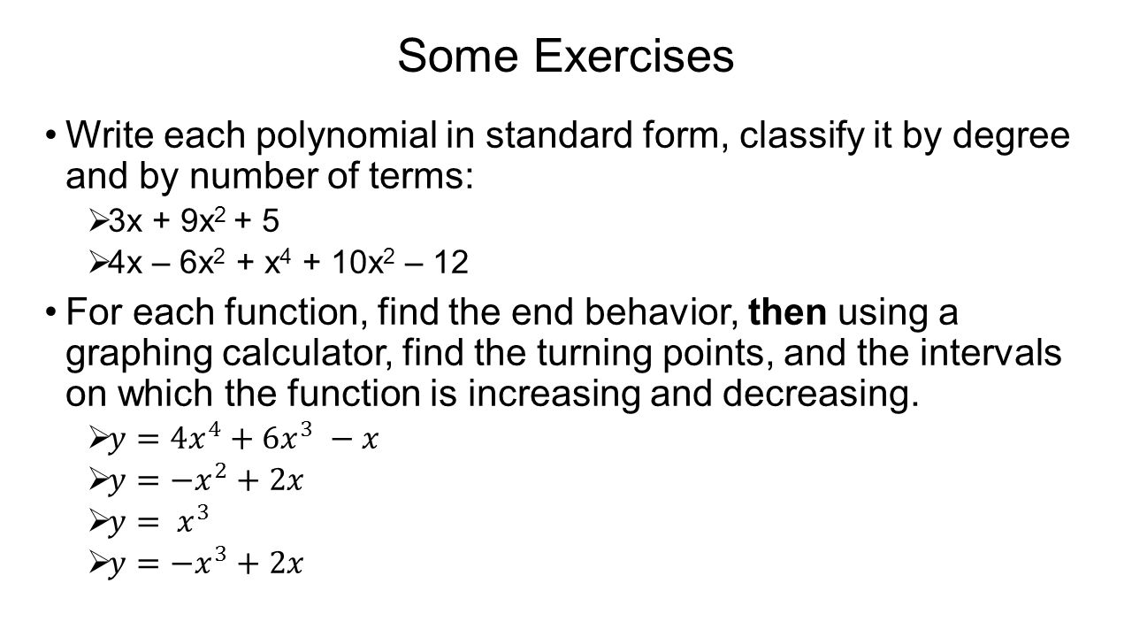Polynomial Functions Some Terminology: - ppt video online download