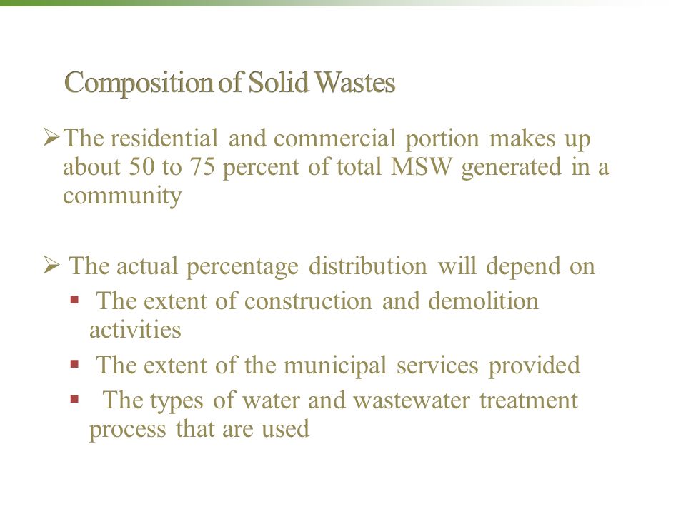 Composition of Solid Wastes