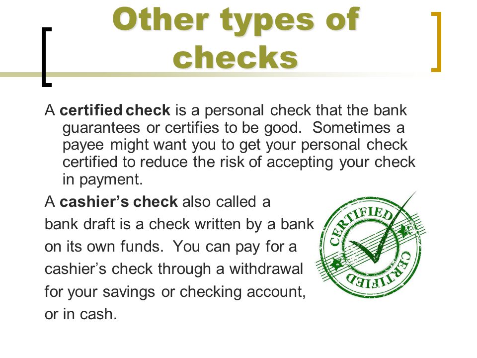 Other types of checks