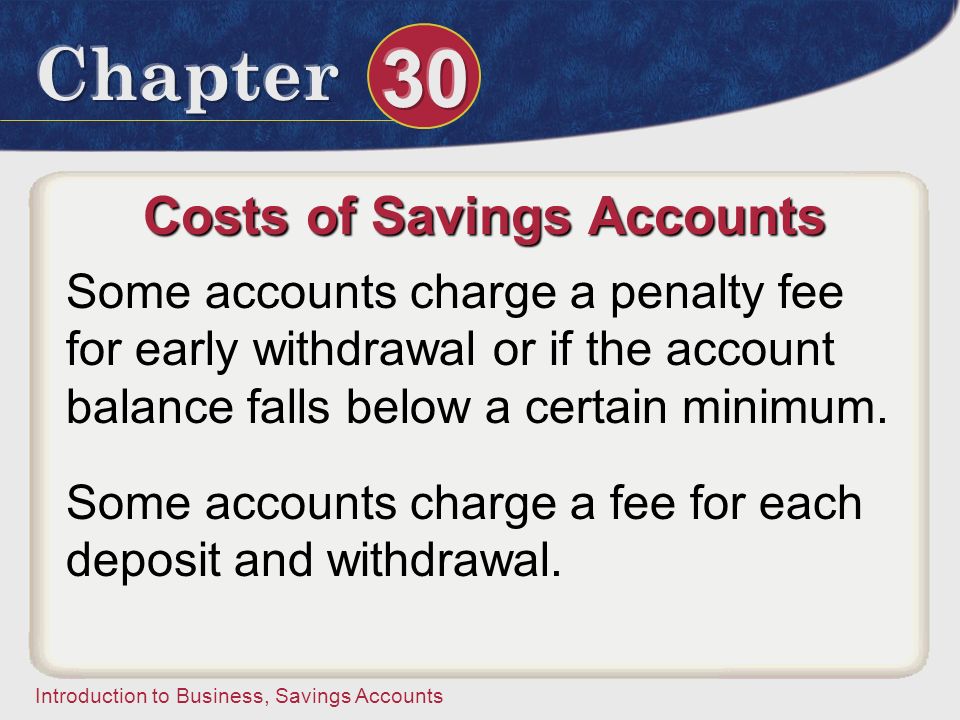 Costs of Savings Accounts