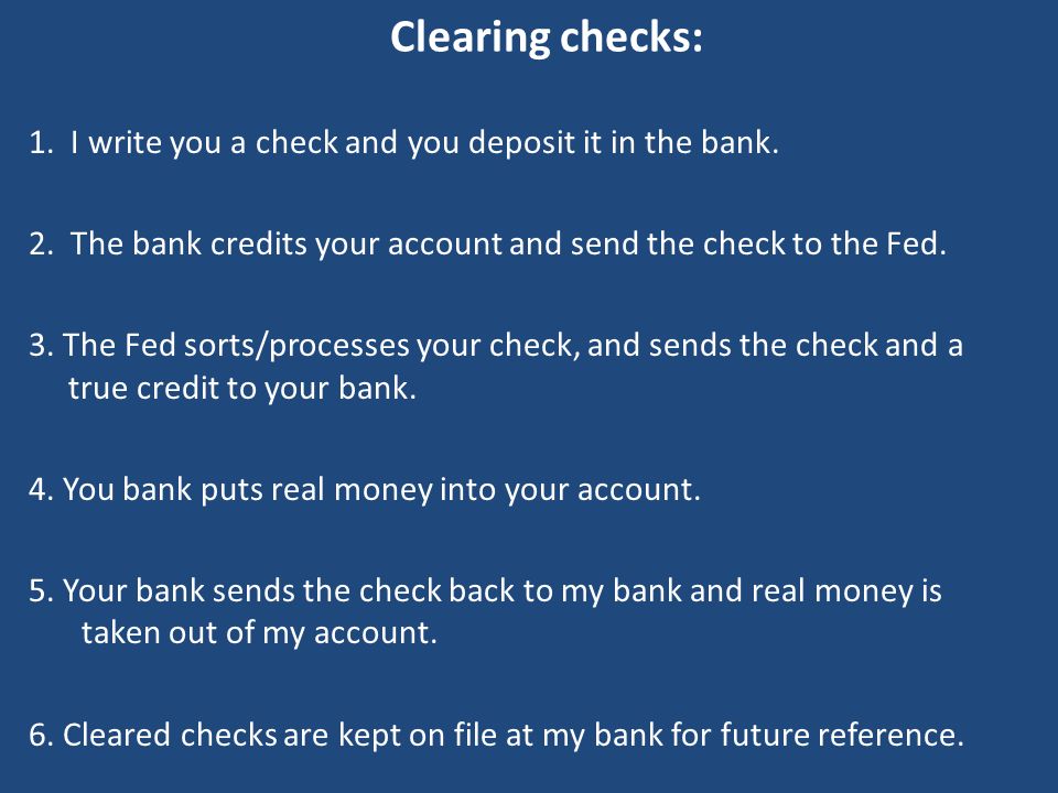 Clearing checks: