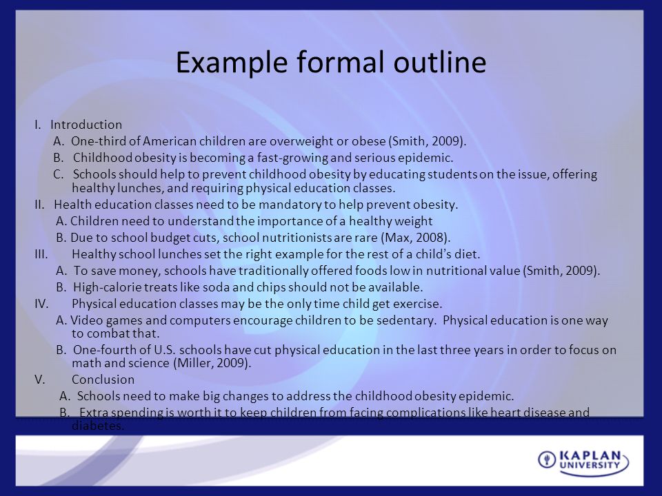 Example formal outline