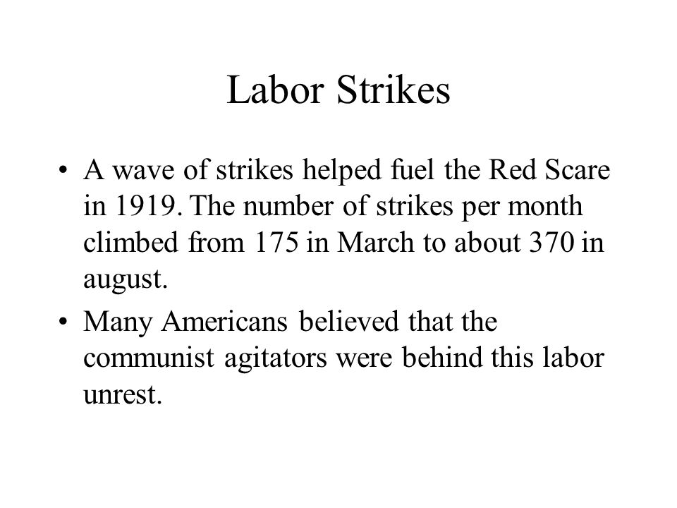 Red Scare And Labor Strikes Chart Answers