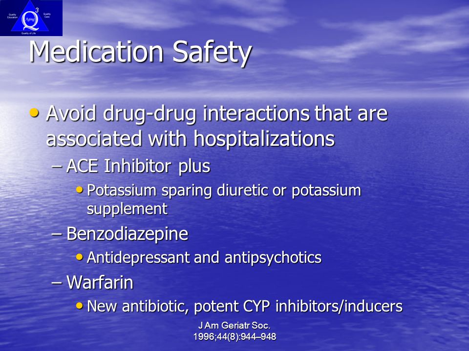 Medication Safety Avoid drug-drug interactions that are associated with hospitalizations. ACE Inhibitor plus.