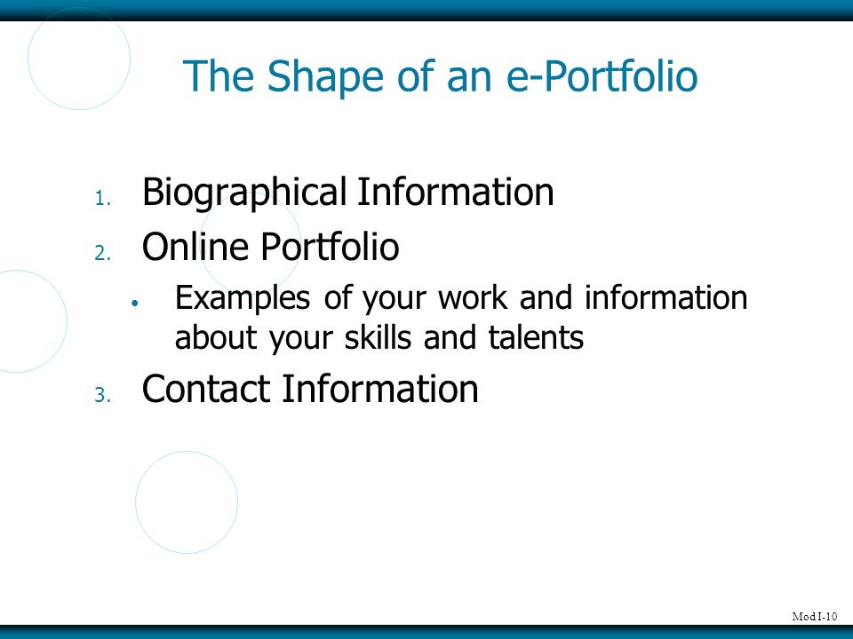 The Shape of an e-Portfolio