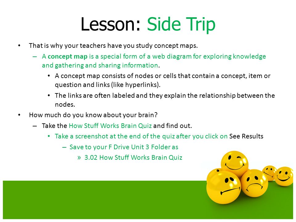 Lesson: Side Trip That is why your teachers have you study concept maps.