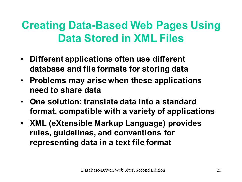 Creating Data-Based Web Pages Using Data Stored in XML Files