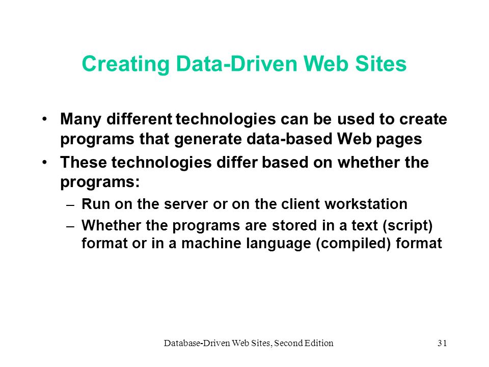 Creating Data-Driven Web Sites