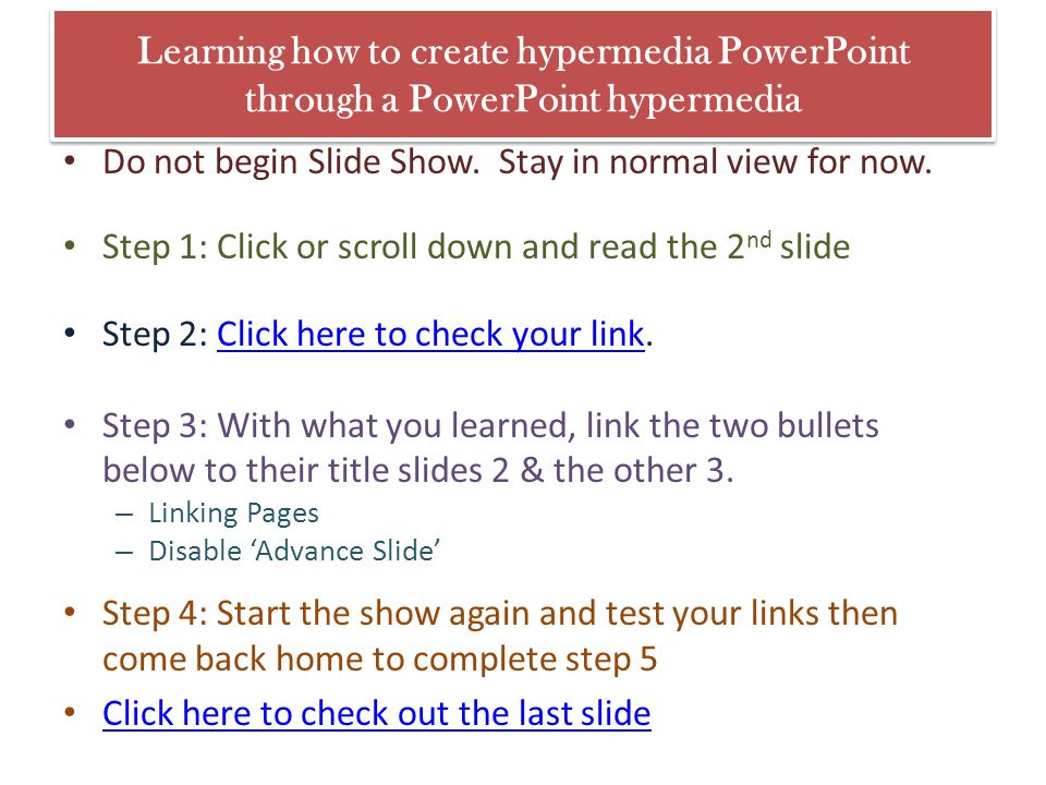Learning how to create hypermedia PowerPoint through a PowerPoint hypermedia