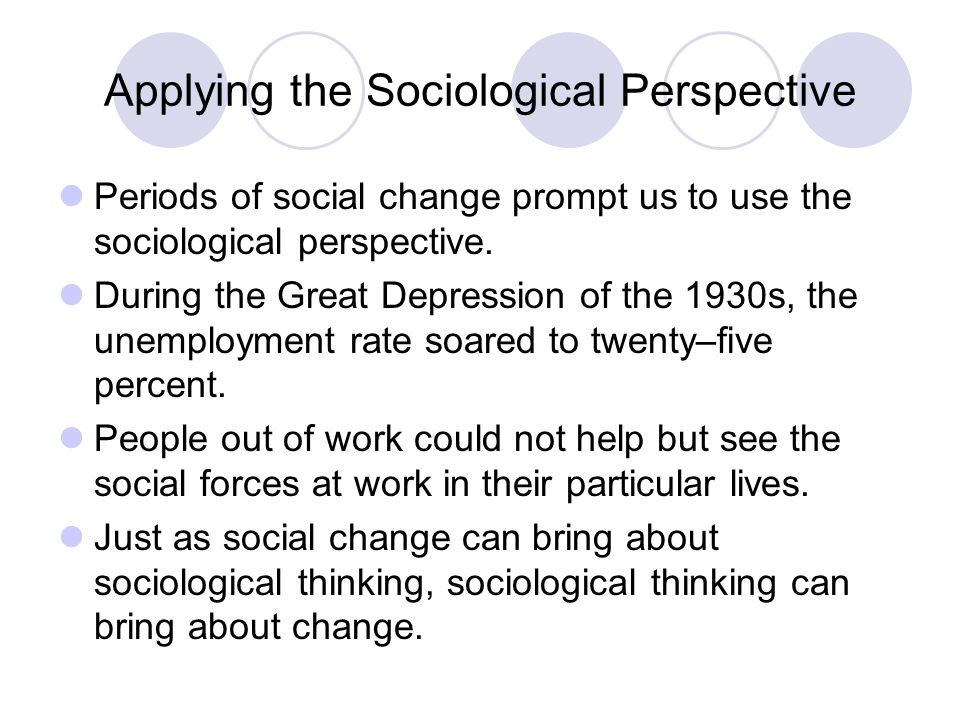 applying the sociological perspectives