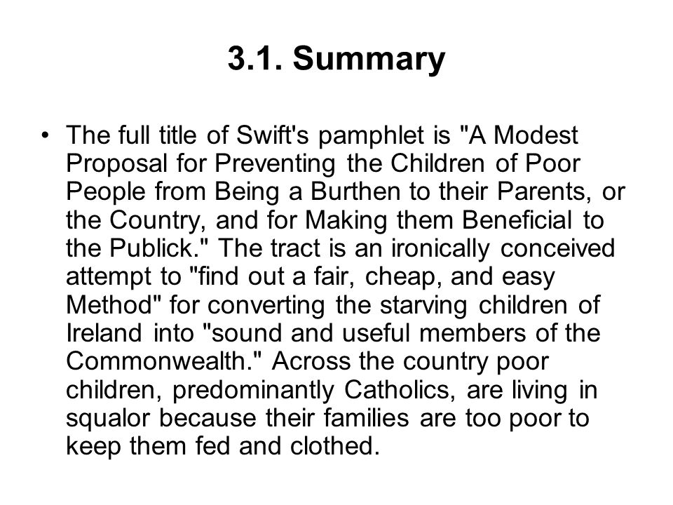 a modest proposal summary