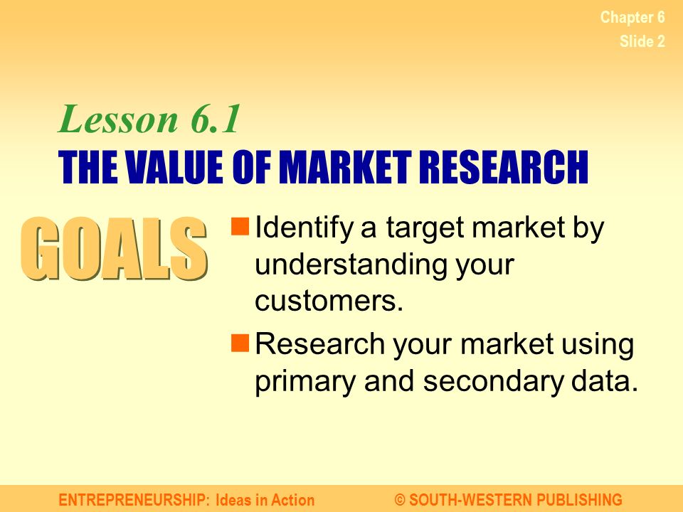 Lesson 6.1 THE VALUE OF MARKET RESEARCH