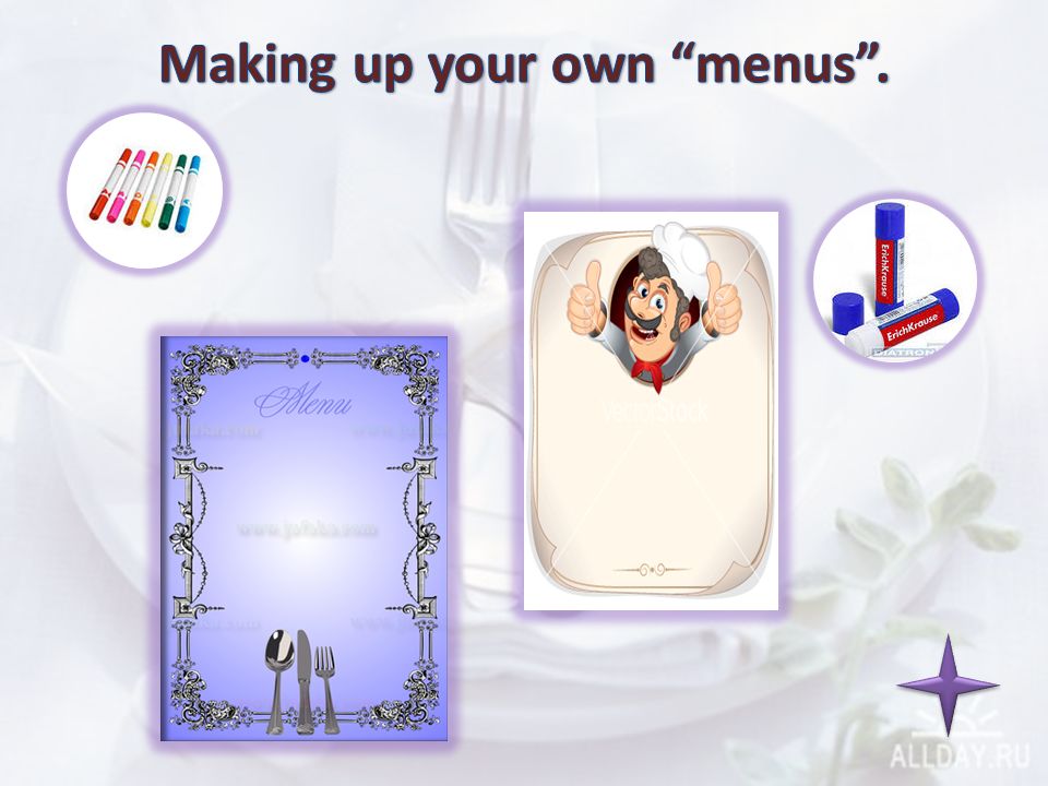 Making up your own menus .