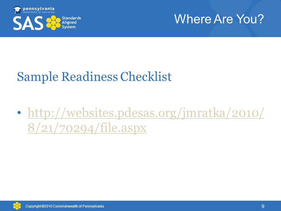 Sample Readiness Checklist
