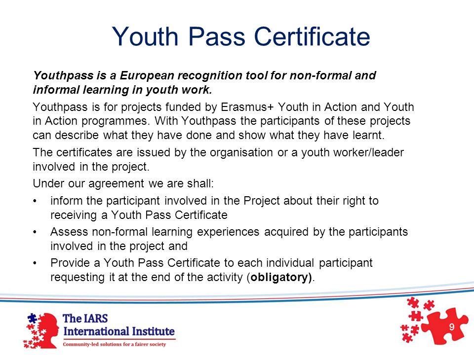 Youth Pass Certificate