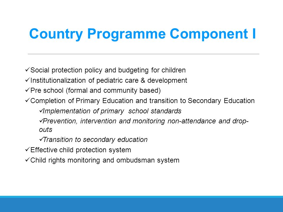 Country Programme Component I