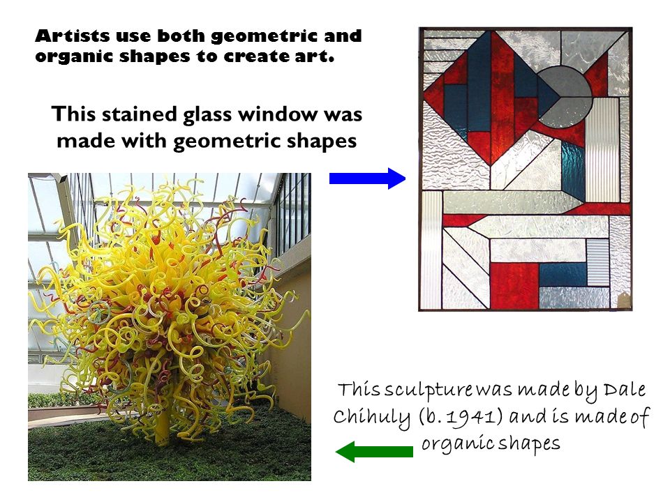 This stained glass window was made with geometric shapes
