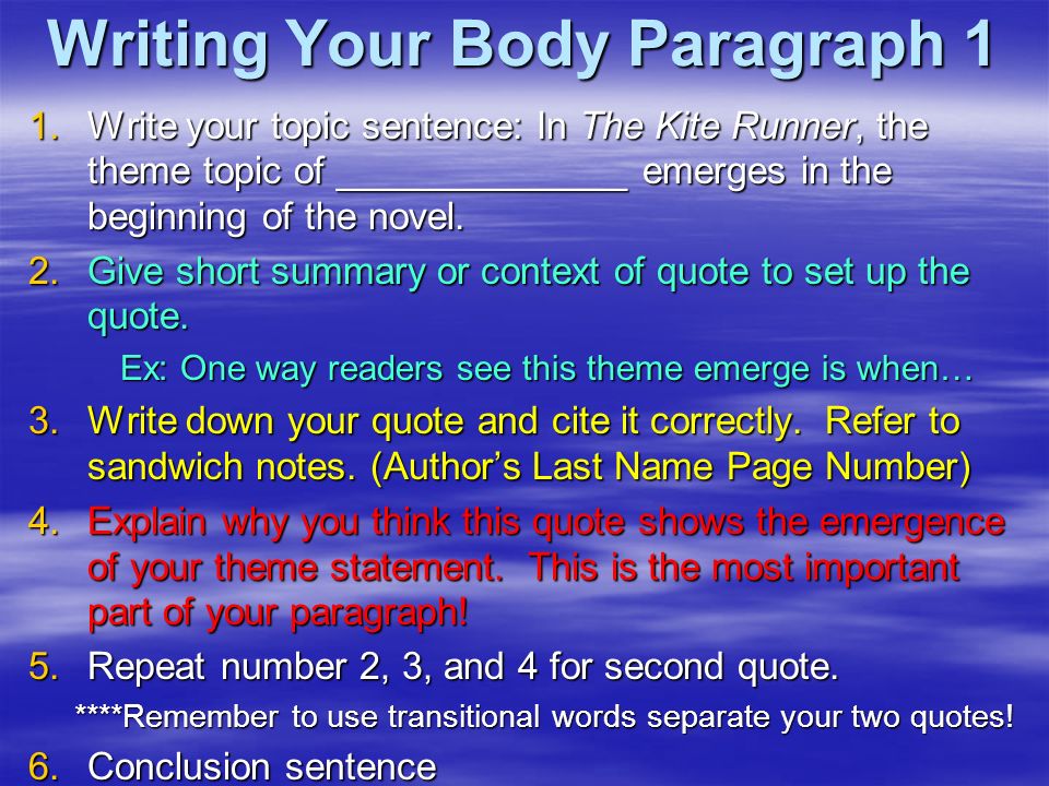 Writing Your Body Paragraph 1