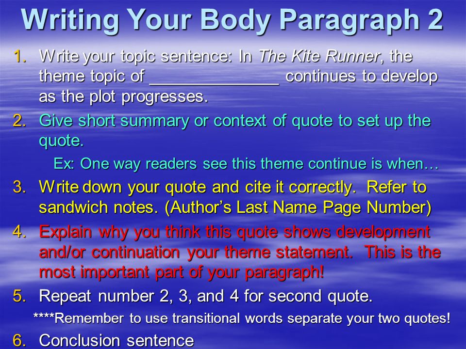 Writing Your Body Paragraph 2