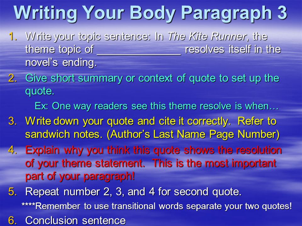Writing Your Body Paragraph 3