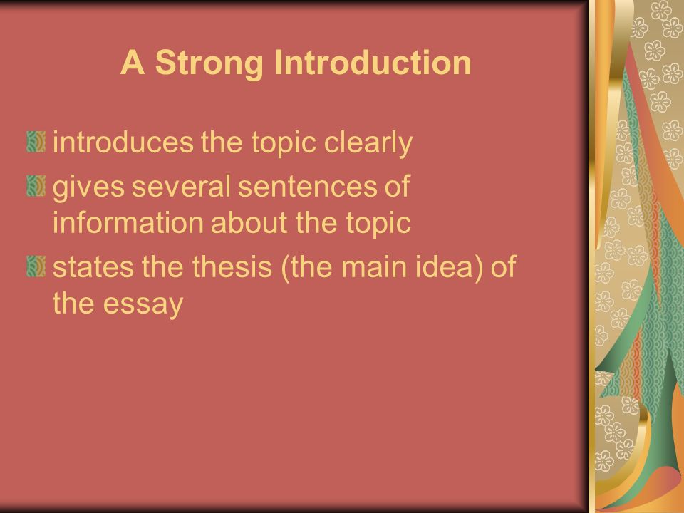 A Strong Introduction introduces the topic clearly