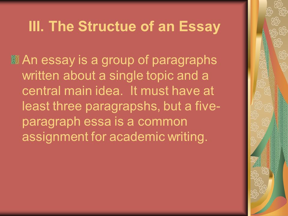 III. The Structue of an Essay