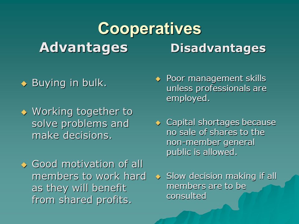 disadvantages of cooperative business