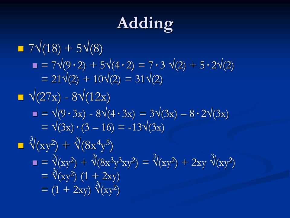 Chapter 7 Radicals Radical Functions And Rational Exponents Ppt Video Online Download