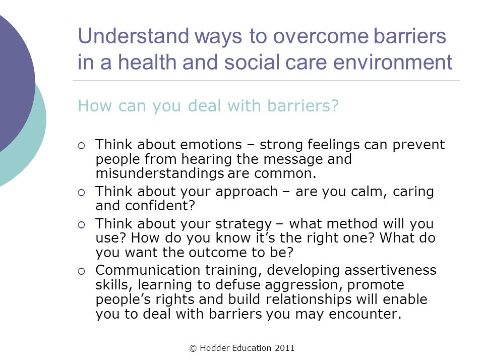 communication barriers in health and social care setting