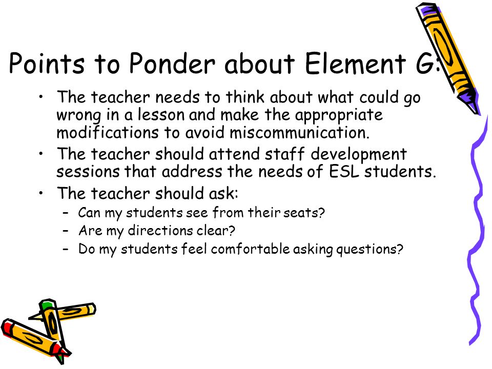 Points to Ponder about Element G: