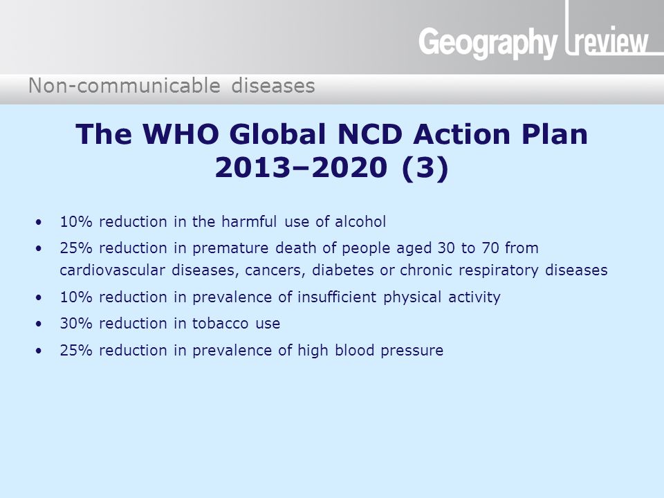 The WHO Global NCD Action Plan 2013–2020 (3)