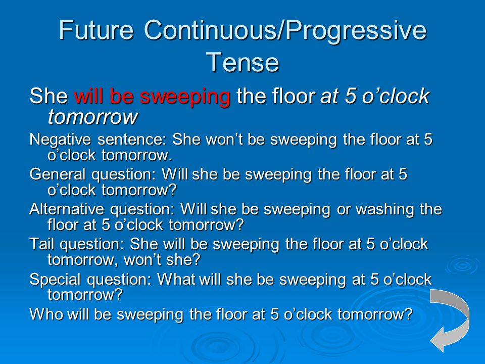 Future Continuous/Progressive Tense
