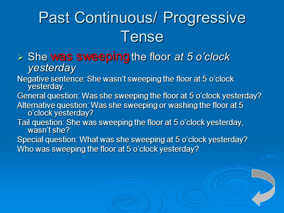Past Continuous/ Progressive Tense