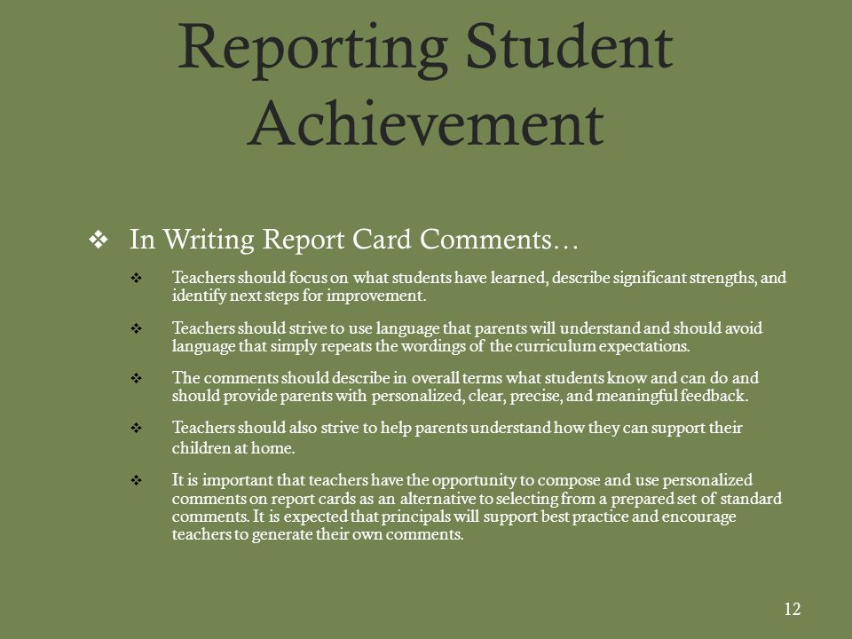 Reporting Student Achievement