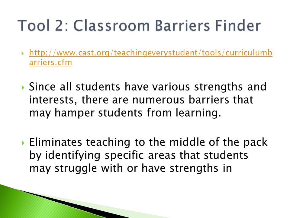 Tool 2: Classroom Barriers Finder
