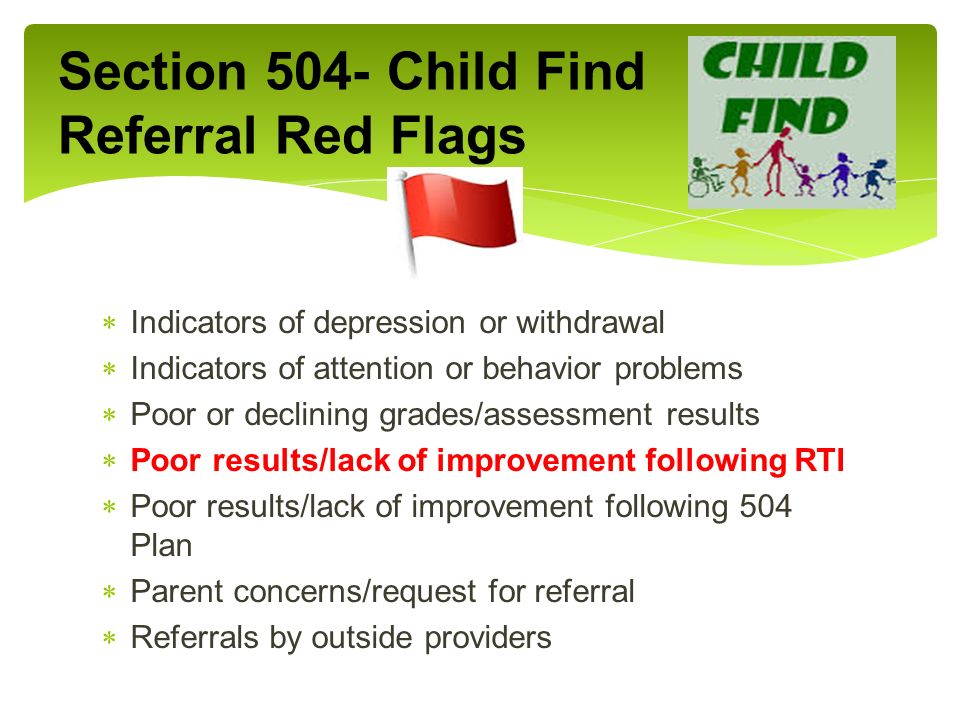 Section 504- Child Find Referral Red Flags
