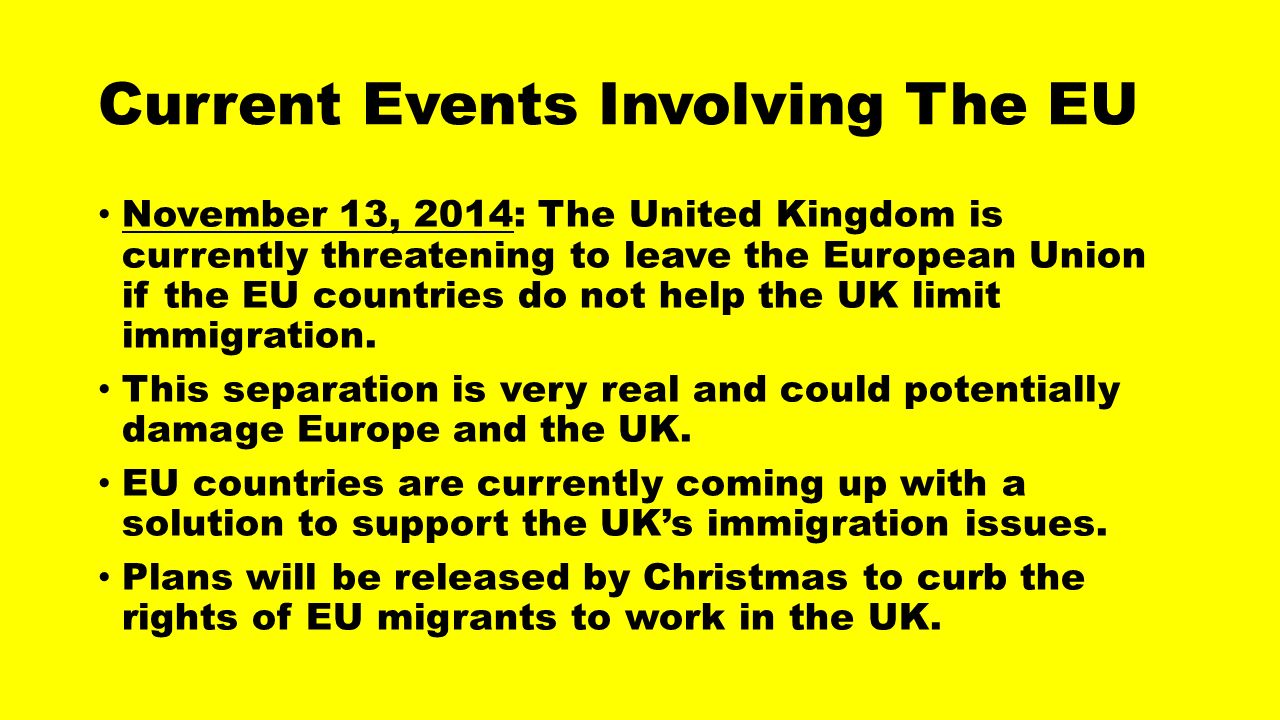 Current Events Involving The EU