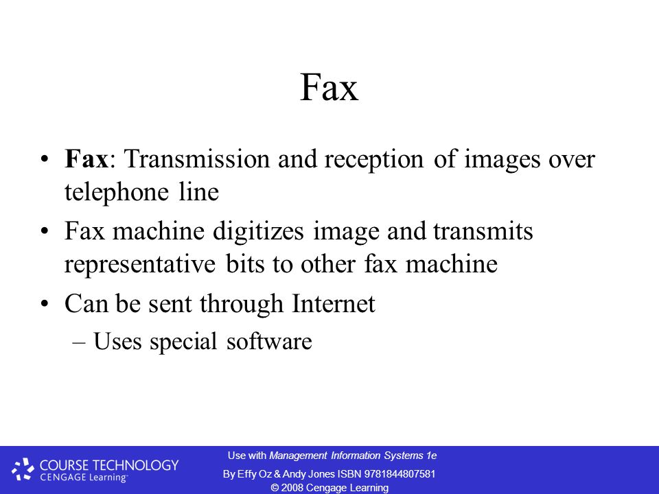 Fax Fax: Transmission and reception of images over telephone line