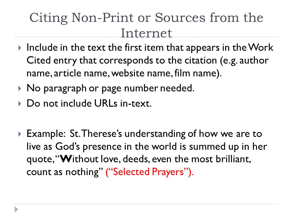 Citing Non-Print or Sources from the Internet
