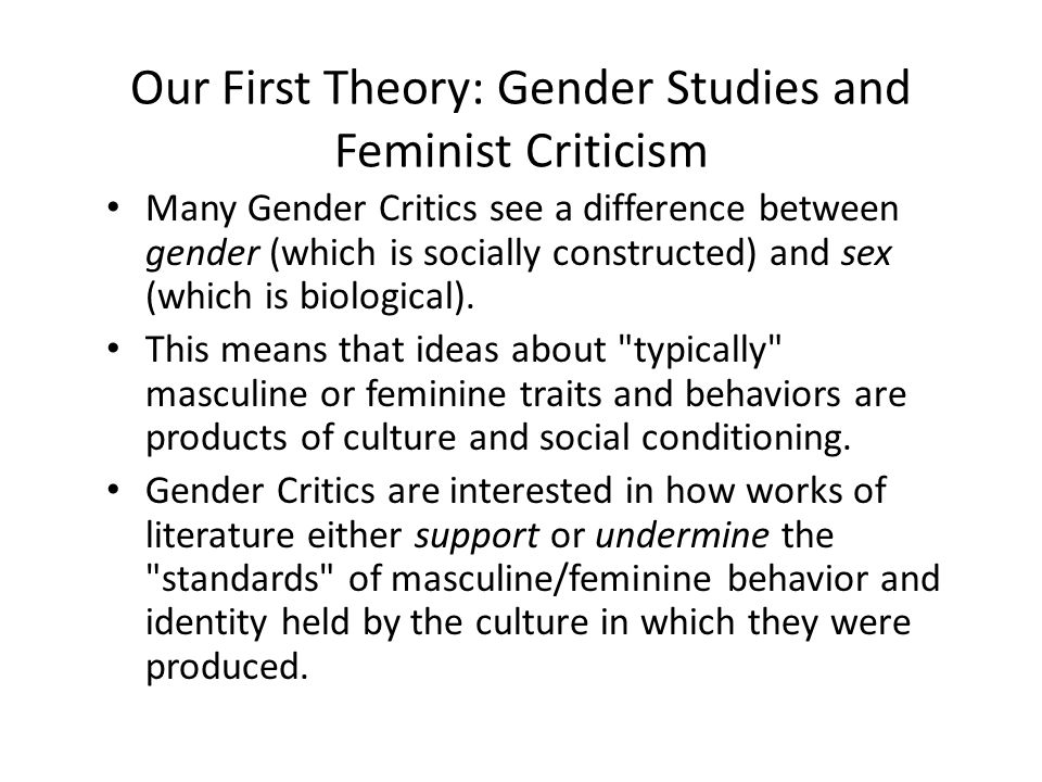 Our First Theory: Gender Studies and Feminist Criticism