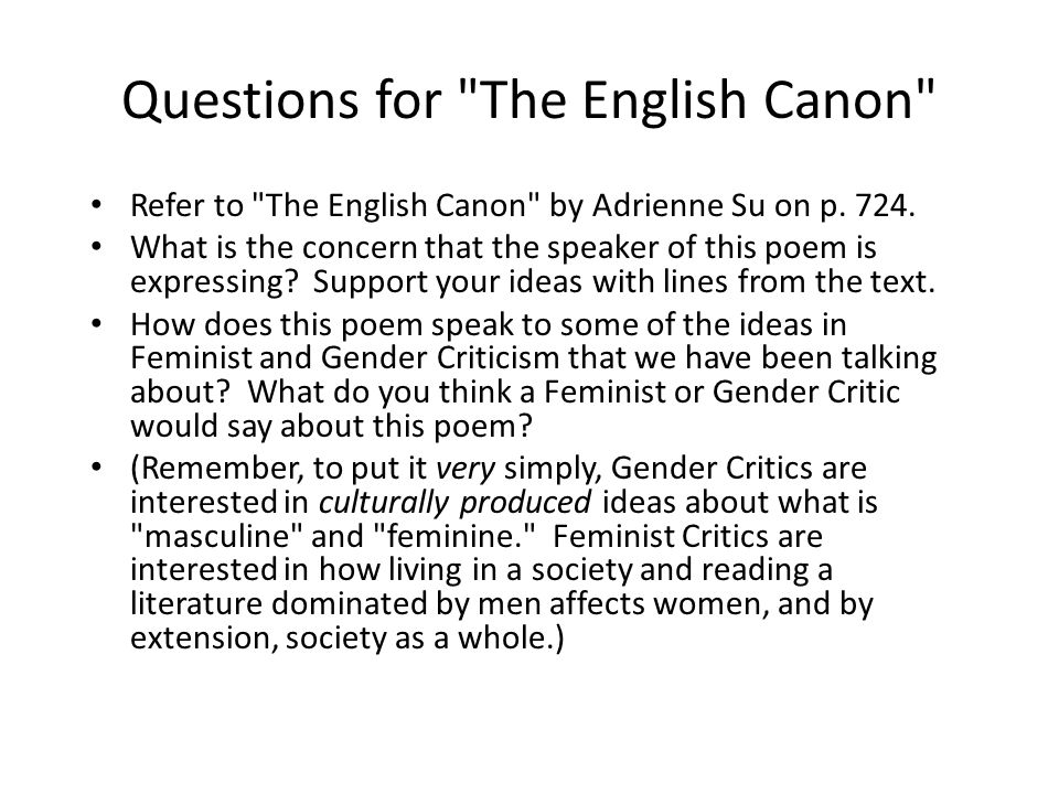 Questions for The English Canon