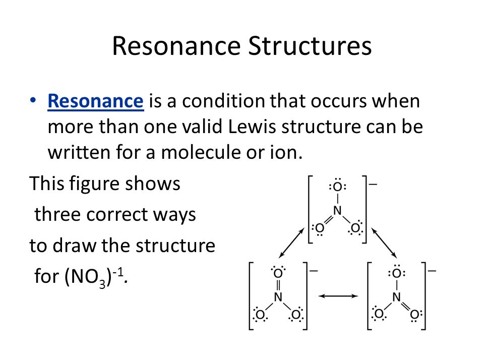 Resonance Structures. for (NO3)-1. three correct ways. 