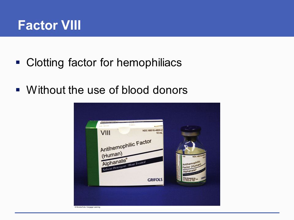 Factor VIII Clotting factor for hemophiliacs