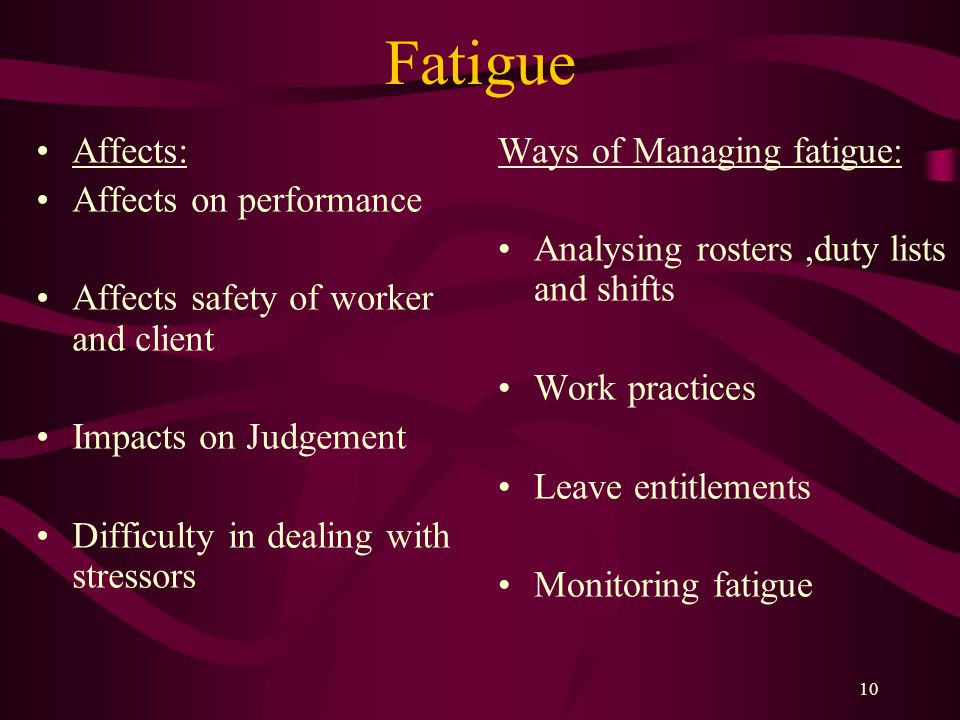 Fatigue Affects: Affects on performance