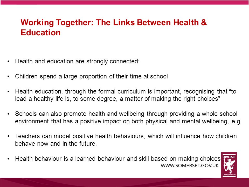 Working Together: The Links Between Health & Education