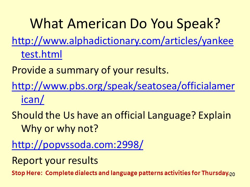 do you speak american summary