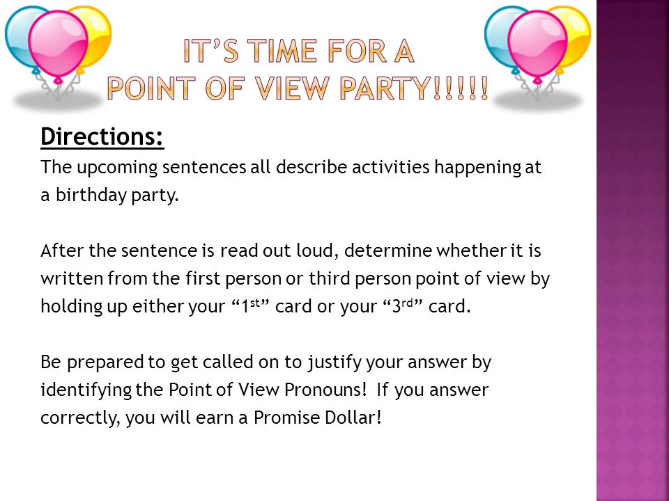 IT’S TIME FOR A POINT OF VIEW PARTY!!!!!