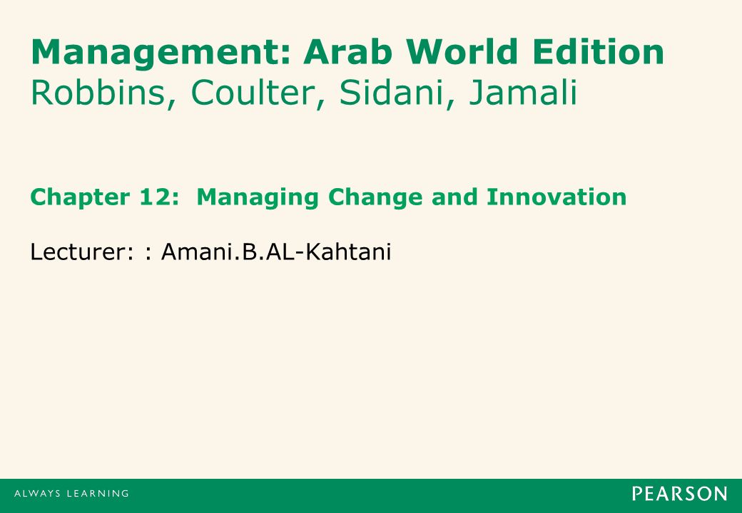 Management: Arab World Edition Robbins, Coulter, Sidani, Jamali