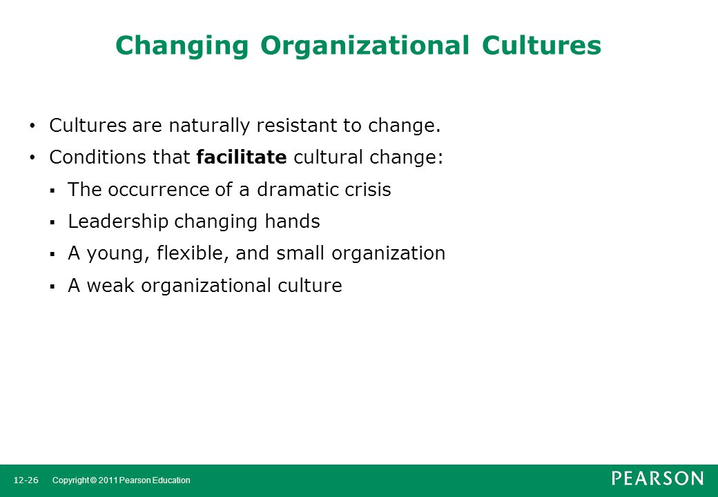 Changing Organizational Cultures