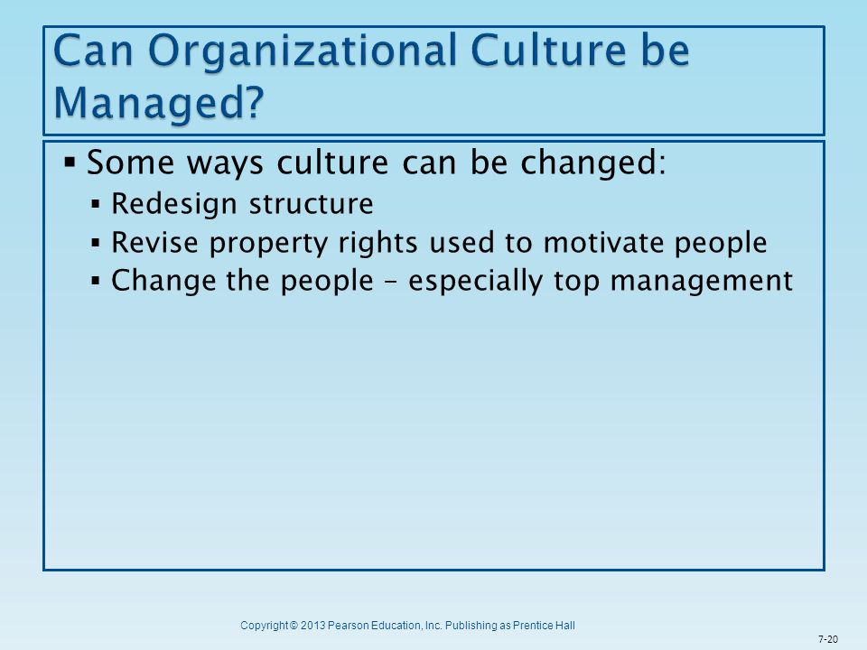Can Organizational Culture be Managed